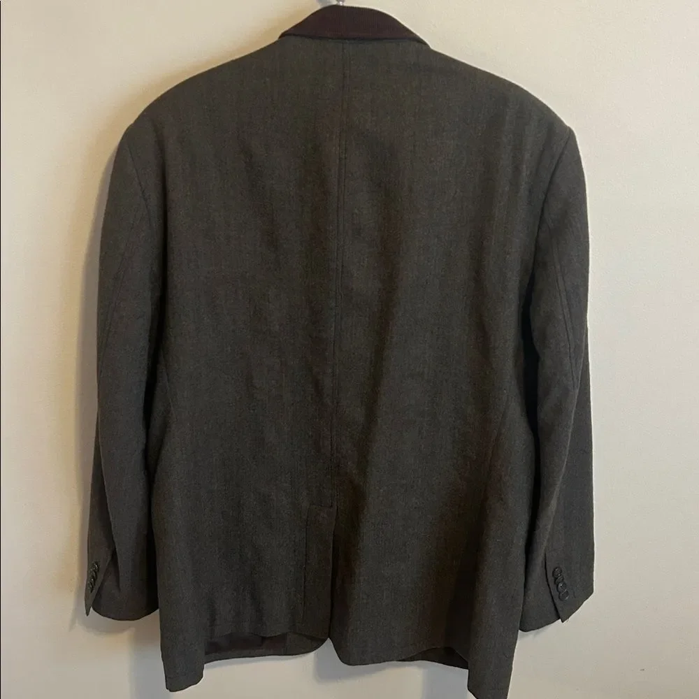 Paul Fredrick Grey Green Wool Sport Coat Brown Corduroy Trim 42R